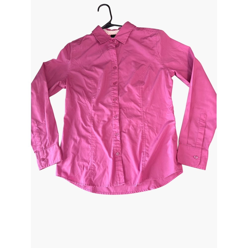 George Women Orchid Shimmer Pink Button Down Shirt Long Sleeve Size S 4-6 GL4200